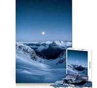 Montagnes enneigées sous Un Ciel étoilé Puzzle Difficile de 1000 pièces pour Adultes Jeu de réflexion Stimulant Détente Douce Découpe précise Cadeau mémorable (50x75cm)