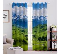 Montagnes Et Prairies Rideaux Occultant 117L X 183Hcm Merveilles Naturelles Rideau pour Chambre À Coucher Salon Oeillets Isolation Polyester Rideau Fenêtre 2 Panneaux
