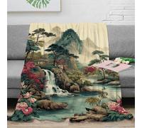 Montagnes et rivières Plaid Couverture Polaire Flanelle, 3D Imprimé Chaude Douce Moelleuse Microfibre Couverture De Lit Couvre-lit Jeté De Canapé, Convient Adulte Et Enfant 60x80inch(150x200cm)