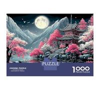 Montagnes, Fleuves et Fleurs Puzzle 1000 PiècesCherry Temple Adulte Impression HD sur Carton pour Débutants Difficile pour Cadeaux De Remerciement 38x26cm/1000pcs