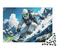 Montagnes Neige Skieur Puzzle, 1000 Pièces Jeu Intérieur Adulte | 52x38cm Carton Exercice Mental, Assemblage Précis, Cadeau Anniversaire, Décoration Salon