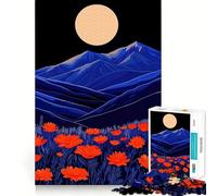 Montagnes Nocturnes et Fleurs Puzzle 1000 pièces pour Adolescents Jeu de réflexion Anti-Stress Bords précis (38x26cm)