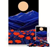 Montagnes Nocturnes et Fleurs Puzzle 1000 pièces pour Adultes Jeu d'exercice Mental Design Silencieux et Amusant Cadeau attentionné (50x75cm)