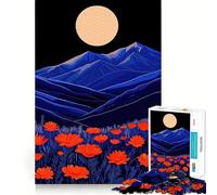 Montagnes Nocturnes et Fleurs Puzzle 1000 pièces pour Adultes Jeu d'exercice Mental Design Silencieux et Amusant Cadeau attentionné (50x75cm)
