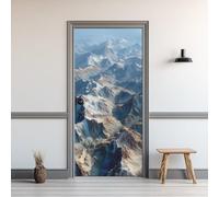 Montagnes Stickers Porte 80x200cm Montagne Imposante Sticker Mural Auto-adhésif 3D Autocollant Porte Trompe L'oeil Effect Poster Papier Peint PVC Imperméable Amovible pour Salon Chambre Bain