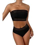montalpin Mont Alpin Bikini Bandeau Chic+ Élégance et Confort Garanti Bikini Deux pièces Femme, Maillot de Bain sans Bretelles, Style Colour Block,idéal pour l'été