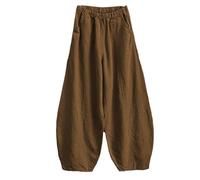 montalpin Mont Alpin Pantalon Ample Style Sarouel Pantalon Large Femme en Coton et Lin - Style Rétro, Confort Été et Printemps