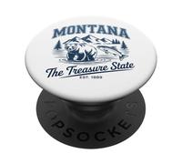 Montana, Bear and Fish Graphic, Mountain Design, établi PopSockets PopGrip Adhésif