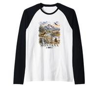 Montana Big Sky Country Aquarelle Motif Nature Sauvage Manche Raglan