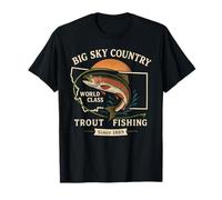 Montana Big Sky Country Pêche à la truite Art rétro T-Shirt