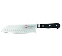 Montana Maitre Couteau de cuisine Santoku, Couteau Chef avec lame alvéolée en acier inoxydable à l'Azote 18 cm et manche ergonomique Couteau de cuisine professionnel fabriqué en Italie