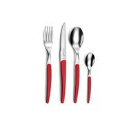 LOU LAGUIOLE - Ménagère 24 couverts de table pour 6 personnes - Montana - Acier inoxydable 18/0, Finition Brillante - Rouge
