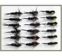 Montana Mouches de pêche, lot de 18 longues tiges, trois couleurs, tailles mélangées 10/12