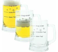 montana : Seau à bière, set de 3, Bonne journée Mauvaise journée Ne demande pas , chope à bière, verre d'ambiance avec gravure amusante, verre à bière Mood, 500 ml