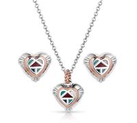 Montana Silversmiths Ensemble de bijoux en forme de cœur mosaïque occidentale - JS5819