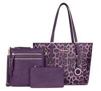 Montana West Ensemble de 3 sacs à main tendance imprimé léopard pour femme, 055 Violet