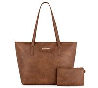 Montana West Grand sac fourre-tout en similicuir à fermeture éclair pour femme avec pochette portefeuille - Pour l'école, le voyage, le travail, le voyage - Style décontracté