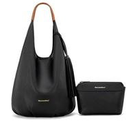 Montana West Lot de 2 sacs à main souples à pompons pour femme avec sac de maquillage, noir