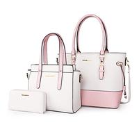 Montana West Sacs à main et sacs à main pour femme - Ensemble de 3 sacs fourre-tout et portefeuille, C-beige & rose