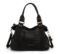 Montana West Sacs Hobo en cuir délavé pour femmes, sacs à main spacieux avec bandoulière, 581 Noir, Medium