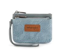 Montana West Wrangler Porte-monnaie pour femme avec blocage RFID, motif floral en relief, pochette à monnaie pour cartes et argent, portefeuille avec dragonne, Jean, Vintage