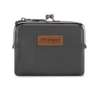Montana West Wrangler Portefeuille pour femme avec blocage RFID Petit porte-cartes de crédit à deux volets avec fermoir Kiss, gris, Moderne