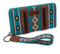 Montana West x Wrangler Portefeuille Western avec dragonne pour Femme, Porte-Cartes de crédit avec Motifs aztèques, Style bohème, L, Minimaliste