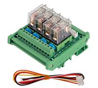 Montant de Rail DIN 12V Relais 4-Channel 16A Module de Relais d'alimentation Indicateur LED Terminal Block PLC, Support de Rail DIN