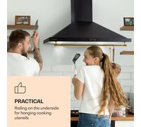 Klarstein 90 cm Hotte Aspirante Silencieuse, Hotte de Cuisine 90cm, LED, Débit d'Air Puissant 591.5m³/h, Filtres à Graisse, Efficacité Energétique Classe A, Hotte avec Évacuation