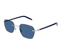 Montblanc Homme MB0270S 003 Lunettes de soleil Métal Argent Bleu Carré Normale