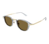 Montblanc Homme Montblanc MB0336S 003 Lunettes de soleil Injecté Gris Marron Ronde