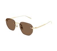 Montblanc - Lunettes de soleil géométriques en métal - Homme - Accessoires - Jaune - Taille: 51 MM