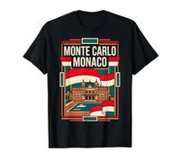 Monte Carlo Drapeau Monaco Casino Architecture Rétro Art T-Shirt