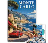 Monte Carlo Monaco Map Art Puzzle Adulte 1000pcs (70x50cm) avec Motif | Pour les soirées calmes : ce puzzle pour adultes avec 1000 pièces se prête aux après-midis tranquilles.