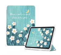 Montecarduo Coque pour Ipad Mini 5/4/3/2/1 Génération 7,9 Pouces avec Porte-Crayon, Coque Fine Et Légère en TPU Souple pour Ipad Mini 1Ère 2Ème 3Ème 4Ème 5Ème Génération, Fleurs De Nuit Bleues