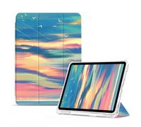 Montecarduo Coque pour Ipad Pro 12.9 6Ème/5Ème/4Ème/3Ème Génération, Coque Arrière Flexible en TPU avec Porte-Crayon pour Ipad 12.9 Pro 2022/2021/2020/2018, Magnifique Coucher De Soleil