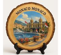 MonteCarlo-Monaco Cadeau Souvenir - Plaque Tranche de Bois pour Murale ou Table - Cadeau Souvenir de Monaco (Monaco) pour Touristes, Collectionneurs d'Assiettes & Amateurs de Voyage, Paradis