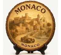 MonteCarlo-Monaco Cadeau Souvenir - Plaque Tranche de Bois pour Murale ou Table - Cadeau Souvenir Monaco (Monaco) pour Touristes, Collectionneurs d'Assiettes & Amateurs de Voyage, Destination de Luxe