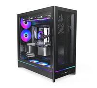 MONTECH HS01 Pro, Boîtier PC ATX, PC de Jeu, Haut débit d'air, Disposition réversible, Panneau Avant en Maille, Ventilateur ARGB PWM pré-installé, Design encastrable, Panneaux sans Outils, Noir