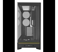 Montech HS02 Midi Tower PC Noir, compatible ATX/micro ATX/Mini-ITX, 2x 3.5", 4x 2.5", 7 slots d'extension, façade verre, 2x USB 3.2 Gen1, 1x USB 3.2 Gen2 Type-C, refroidissement 120mm, filtre anti-pou