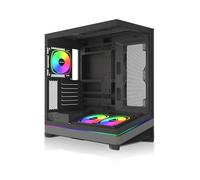 MONTECH Sky 3 Boîtier PC ATX, Verre panoramique, Flux d'air réglable, Design personnalisé, Support de radiateur 360 mm, Ventilateurs ARGB PWM 3 x 120 mm pré-installés, Construction compacte pour GPU