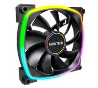 Montech Ventilateur AX 140 ARGB - 1600PWM, durabilité haut de gamme, performance silencieuse et superbe design ARGB (140 mm, noir)