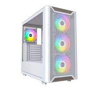 MONTECH XR Bois, façade en Noyer Noir véritable, boîtier de Jeu PC ATX, Panneau latéral en Verre, 4 Ventilateurs GF120 ARGB PWM pré-installés, Blanc
