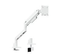 monTEK Bras de moniteur simple avec ports USB A/C pour écrans de 17 à 40 pouces, support de bureau à ressort mécanique robuste, hauteur réglable, VESA 75 x 75/100 x 100, supporte 2 à 12 kg, blanc