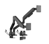 monTEK Bras double écran avec USB A/C pour écrans de 17 à 40 pouces, support de bureau robuste réglable en hauteur avec ressort mécanique, support de moniteur à mouvement complet, supporte 2 à 12 kg
