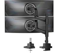 monTEK Bras Double Ecran PC17 à 57",VESA75/100,Charge Max 27Kg par Ecran | Support Pour Moniteurs, Bras Réglable à Ressort à Gaz,Orientable,Inclinaison,Pied réglable Pour Incurvés Ultra-Larges