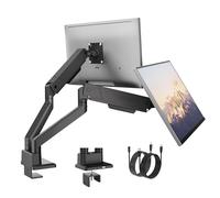 monTEK Bras double écran pour écrans de 17 à 35 pouces, inclinable, pivotant et rotatif, peut supporter 16 kg, bras de gestion des câbles, support de bureau, VESA 75/100 mm, avec port USB, MA1007BK-D