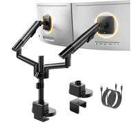 monTEK Bras Double Écran Robuste pour Moniteurs 17-35 Pouces Hub USB