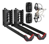 monTEK Lot de 2 supports muraux pivotants pour vélo, sans soulèvement, support mural pliable pour garage peu encombrant, facile à charger et à décharger, peut supporter jusqu'à 35 kg