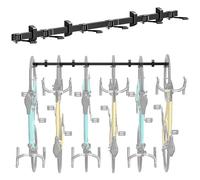 monTEK Porte-vélos extensible de 198 cm, 6 crochets pour vélo, économise de l'espace pour garage, supports de vélo réglables, support mural pour vélo de montagne ou de route, peut supporter jusqu'à